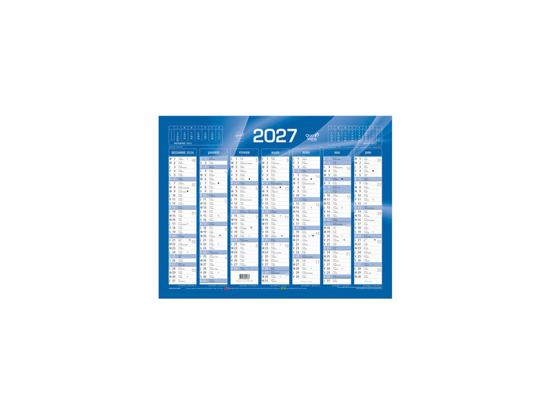 QUO VADIS Calendrier de banque bleu, 135 x 180 mm, 2027