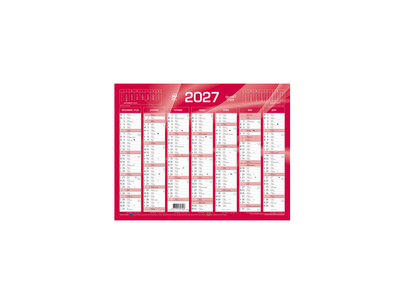 QUO VADIS Calendrier de banque rouge, 270 x 210 mm, 2027