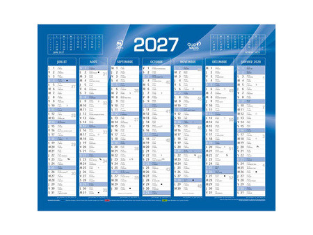 QUO VADIS Calendrier de banque bleu, 550 x 405 mm, 2027