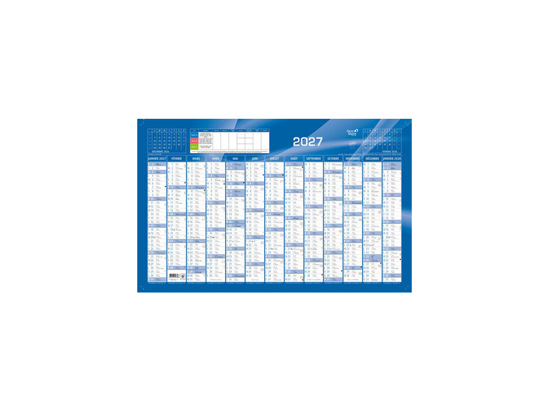 QUO VADIS Calendrier, 650 x 430 mm horizontal, 2027, bleu