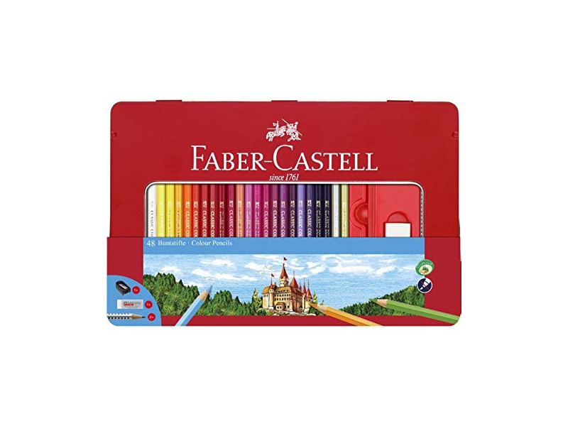 FABER-CASTELL Crayons de couleurs CASTLE, étui métal de 48