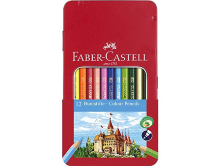 FABER-CASTELL Crayons de couleurs CASTLE, étui métal de 48