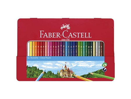 FABER-CASTELL Crayons de couleurs CASTLE, étui métal de 48
