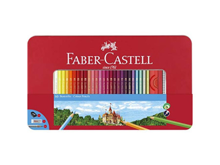 FABER-CASTELL Crayons de couleurs CASTLE, étui métal de 48