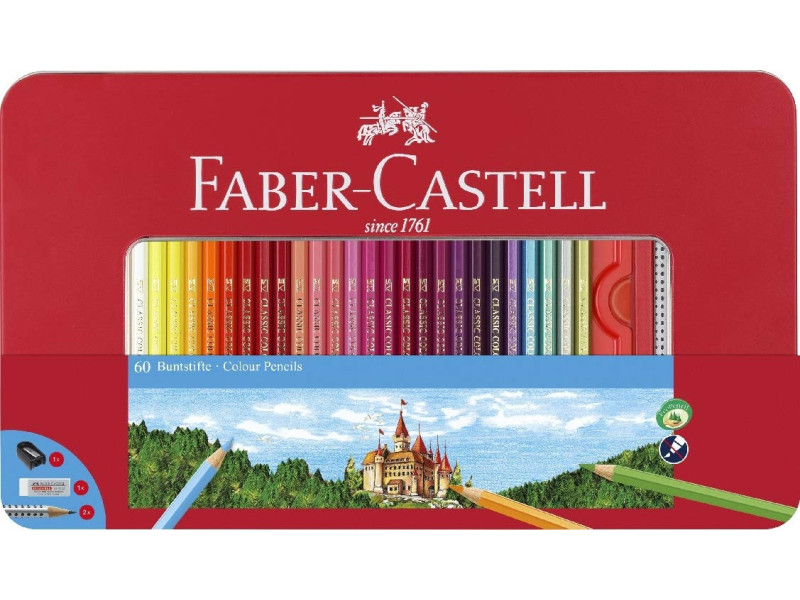FABER-CASTELL Crayons de couleurs hexagonaux CASTLE, étui en