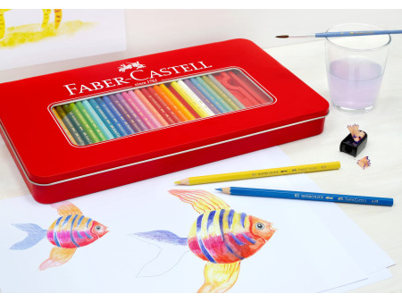 FABER-CASTELL Crayons de couleurs hexagonaux CASTLE, étui en