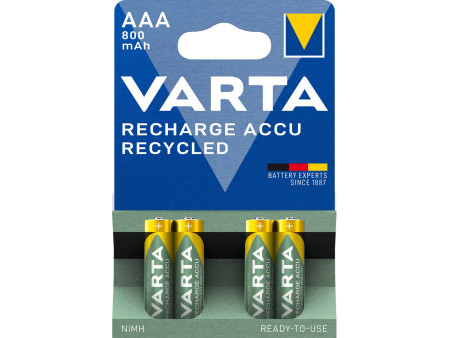VARTA Pile NiMH 'RECHARGE ACCU Recycled', Micro AAA, 800 mAh