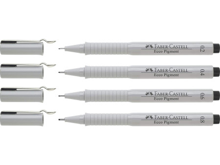 FABER-CASTELL Stylo-feutre ECCO PIGMENT, étui de 4, noir