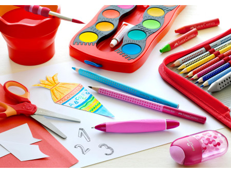 FABER-CASTELL Ciseaux scolaires GRIP, en blister, rouge