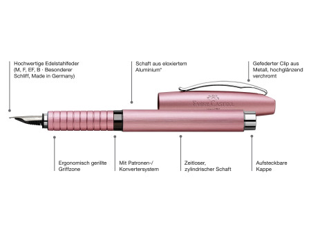 FABER-CASTELL Stylo plume Essentio Aluminium, rosé, F