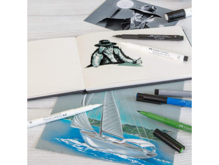 FABER-CASTELL Feutre PITT artist pen, étui de 4
