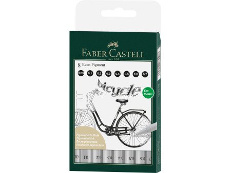 FABER-CASTELL Stylo-feutre ECCO PIGMENT, étui de 8, noir