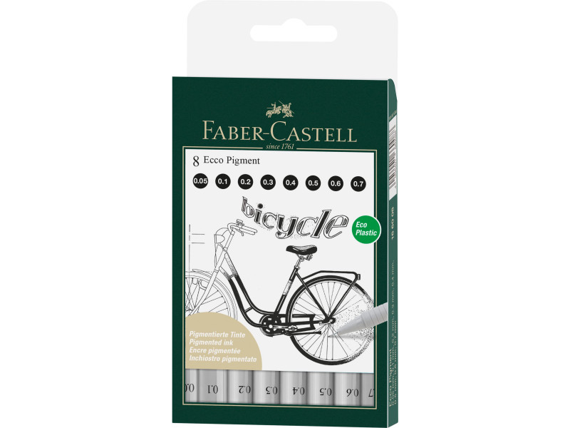 FABER-CASTELL Stylo-feutre ECCO PIGMENT, étui de 8, noir