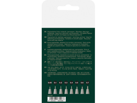 FABER-CASTELL Stylo-feutre ECCO PIGMENT, étui de 8, noir