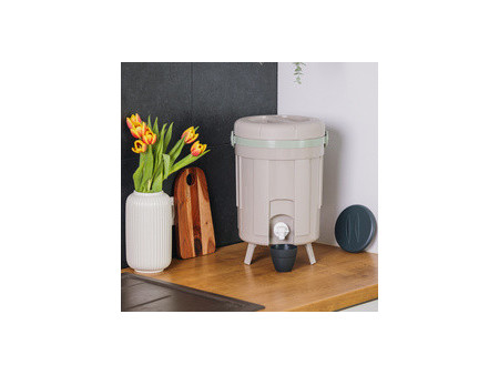 EDA Composteur de cuisine BOKASHI, 8 litres, chaux/amande