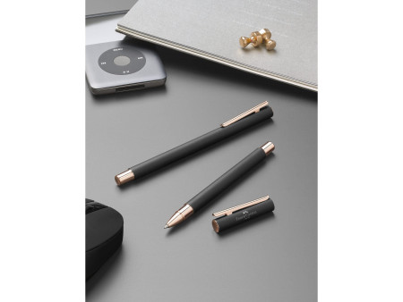 FABER-CASTELL Stylo plume NEO Slim métal, noir/rose, M