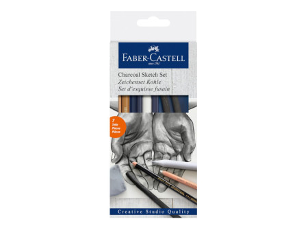 FABER-CASTELL Set d'esquisse au fusain PITT, 7 pièces