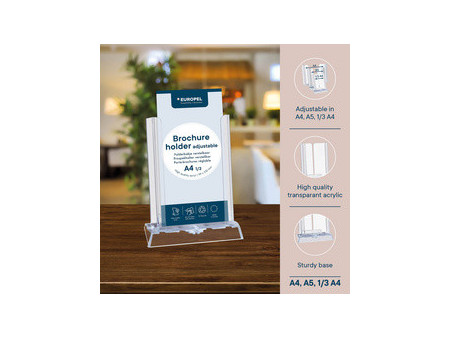 EUROPEL Porte-brochures de table, réglable, 1 compartiment