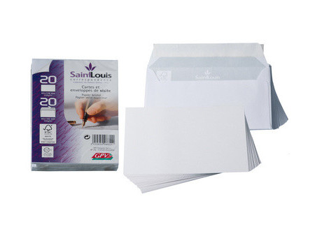 GPV Kit de 20 cartes et 20 enveloppes Saint Louis, blanc