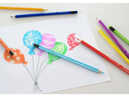 FABER-CASTELL Crayon de couleur gommable, étui carton de 24