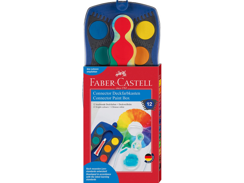FABER-CASTELL Palette de peinture CONNECTOR 12 couleurs bleu