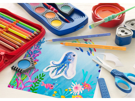 FABER-CASTELL Palette de peinture CONNECTOR 12 couleurs bleu