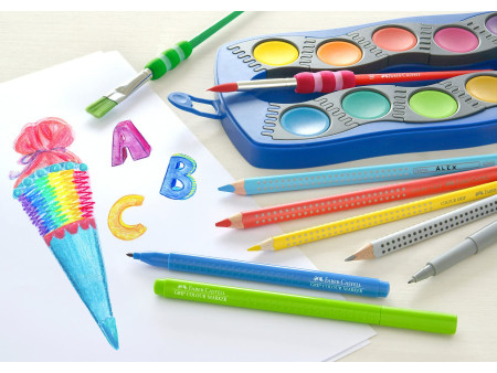 FABER-CASTELL Palette de peinture CONNECTOR 12 couleurs bleu