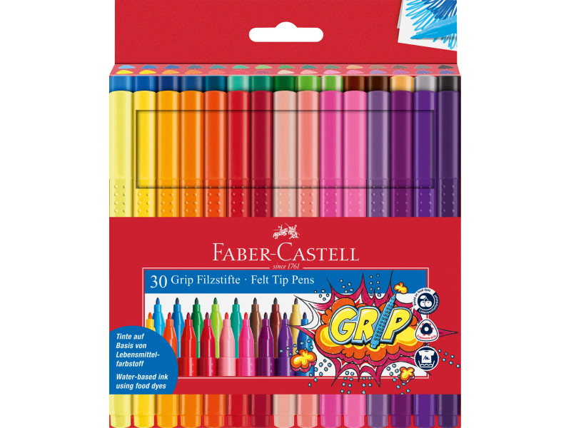 FABER-CASTELL Stylo feutre GRIP COLOUR MARKER, étui de 30