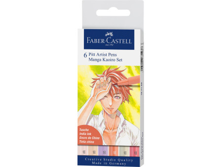 FABER-CASTELL Feutre PITT artist pen Manga Kaoiro, étui de 6