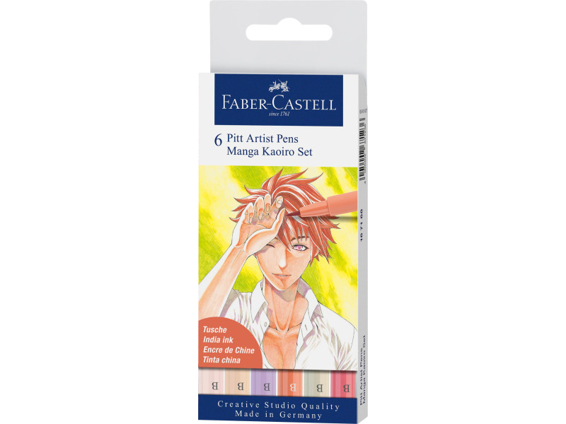 FABER-CASTELL Feutre PITT artist pen Manga Kaoiro, étui de 6