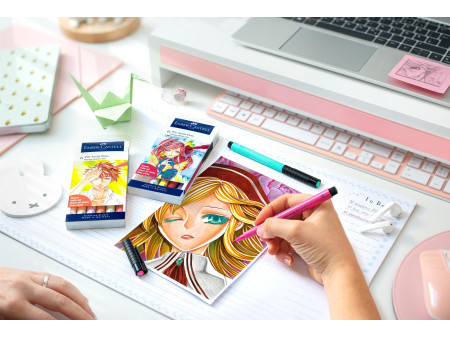 FABER-CASTELL Feutre PITT artist pen Manga Kaoiro, étui de 6