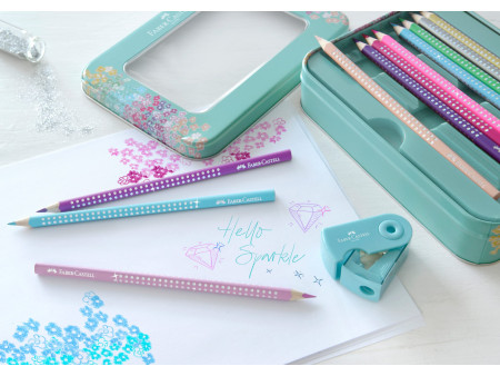 FABER-CASTELL Crayon couleur triangle GRIP SPARKLE, étui