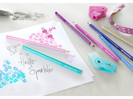 FABER-CASTELL Crayon couleur triangle GRIP SPARKLE, étui