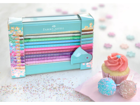 FABER-CASTELL Crayon couleur triangle GRIP SPARKLE, étui