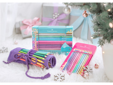 FABER-CASTELL Crayon couleur triangle GRIP SPARKLE, étui