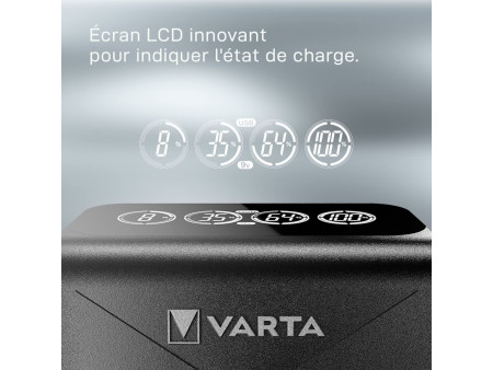 VARTA Chargeur LCD Plug Charger+, avec 4 piles AA