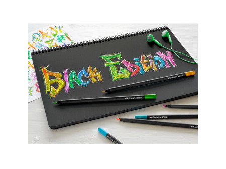 FABER-CASTELL Crayon de couleur Black Edition, étui de 12