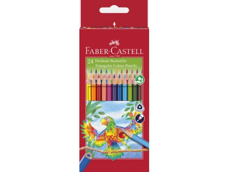 FABER-CASTELL Crayons de couleur triangulaires, étui de 24