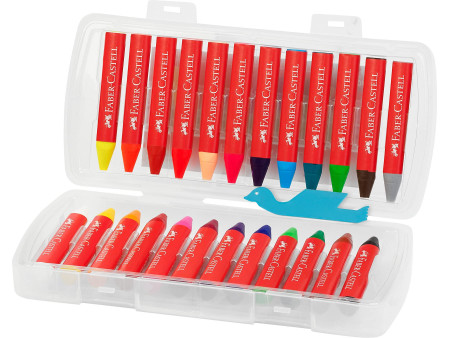 FABER-CASTELL Craies triangulaires à la cire Jumbo, étui 24