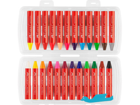 FABER-CASTELL Craies triangulaires à la cire Jumbo, étui 24