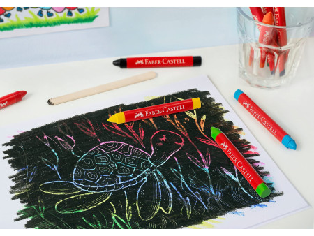 FABER-CASTELL Craies triangulaires à la cire Jumbo, étui 24