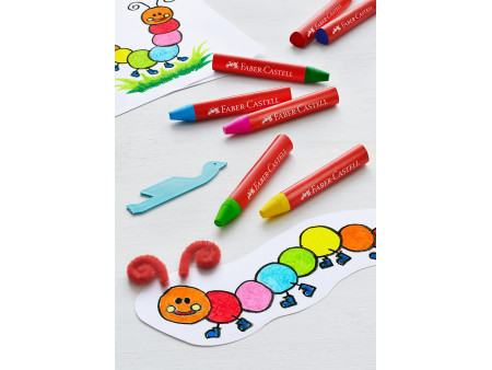 FABER-CASTELL Craies triangulaires à la cire Jumbo, étui 24