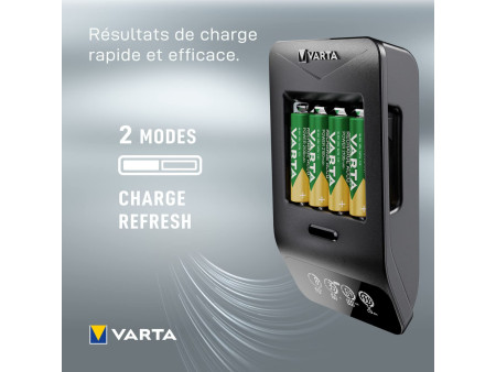 VARTA Chargeur LCD Smart Charger+, avec 4x piles Mignon AA