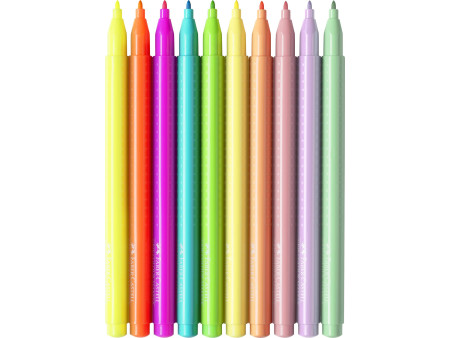 FABER-CASTELL Feutres GRIP fluo + pastel, étui de 10