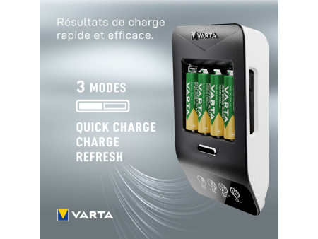 VARTA Chargeur LCD Ultra Fast Charger+, avec 4x piles Mignon