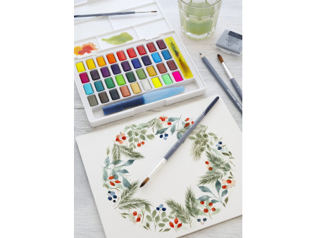 FABER-CASTELL Peinture aquarelle en godets, étui de 36