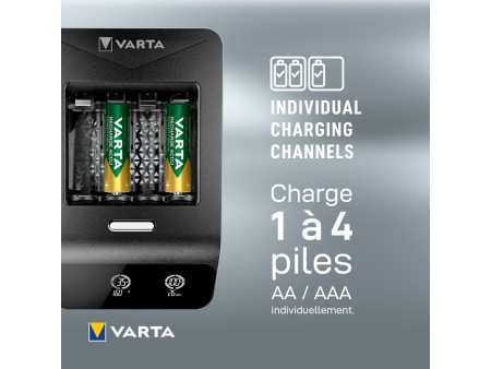 VARTA Chargeur LCD Ultra Fast Charger+, avec 4x piles Mignon