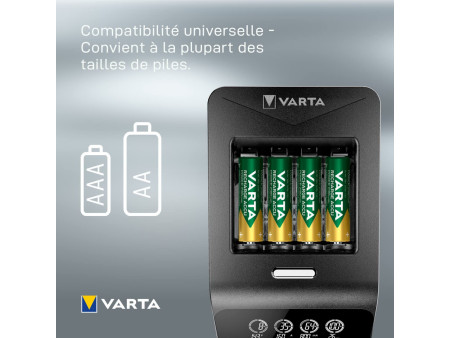 VARTA Chargeur LCD Ultra Fast Charger+, avec 4x piles Mignon