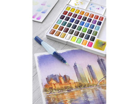 FABER-CASTELL Peinture aquarelle en godets, étui de 48