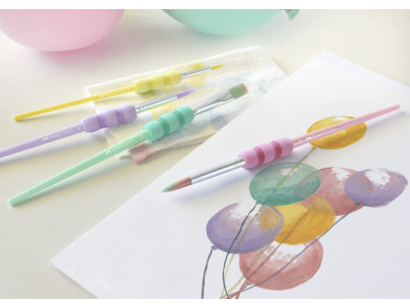 FABER-CASTELL Set de pinceaux à poils synthétiques pastel